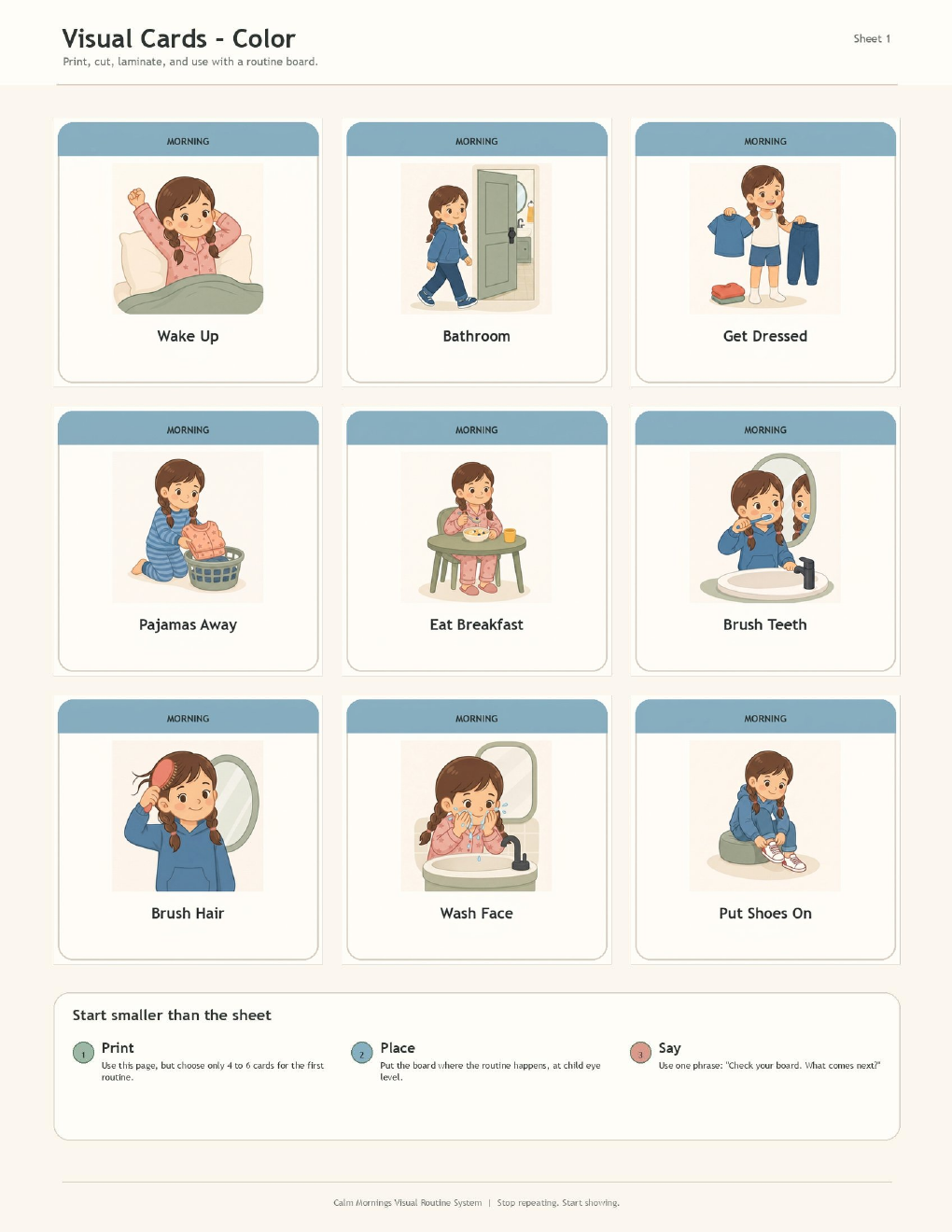 Mia - 83 Storybook Visual Routine Cards Sheet